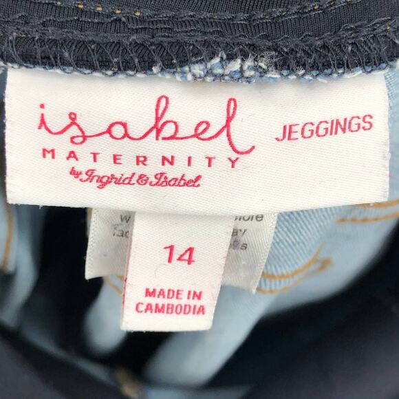 Isabel Maternity Light Blue Wash Raw Hem Crossover Over Belly Panel Jegging Jean - Picture 2 of 10